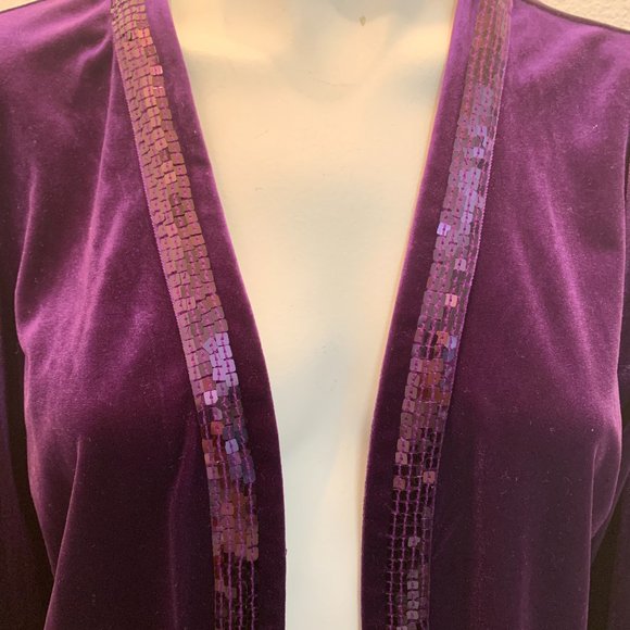 Quacker Factory purple velvet sequin jacket size M excellent condition - Picture 2 of 12
